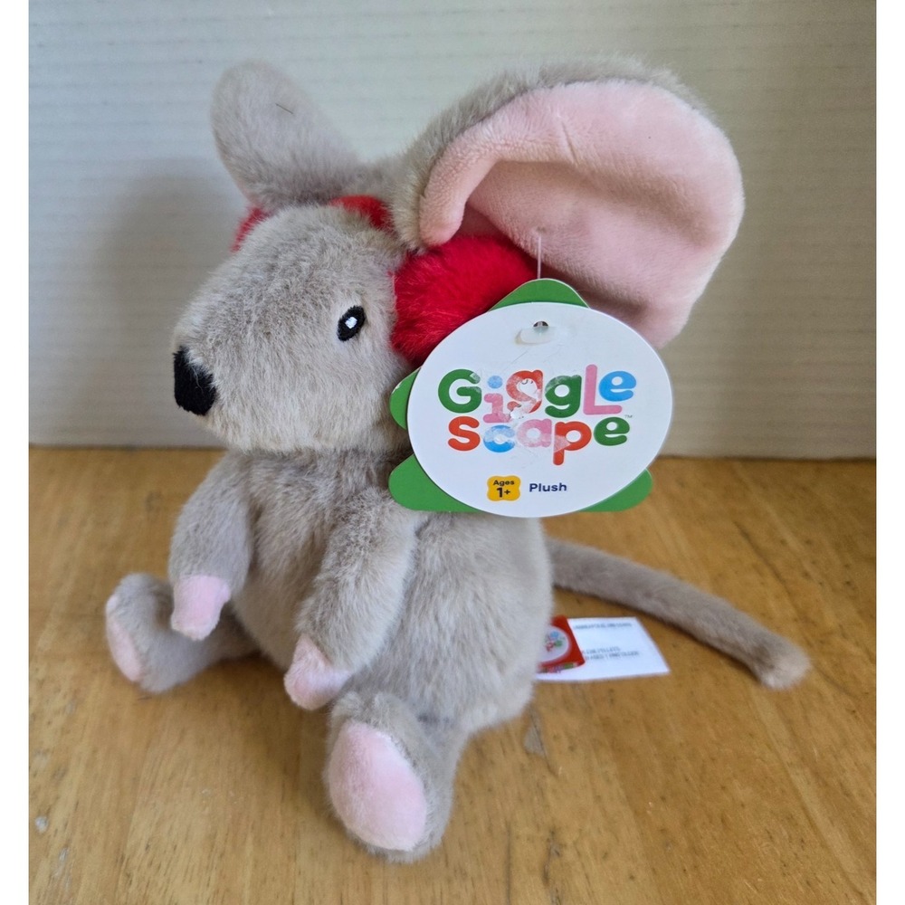Target Giggle Scape Soft Plush Gray Mouse Red Earmuffs Holiday 7 inch NEW 2025